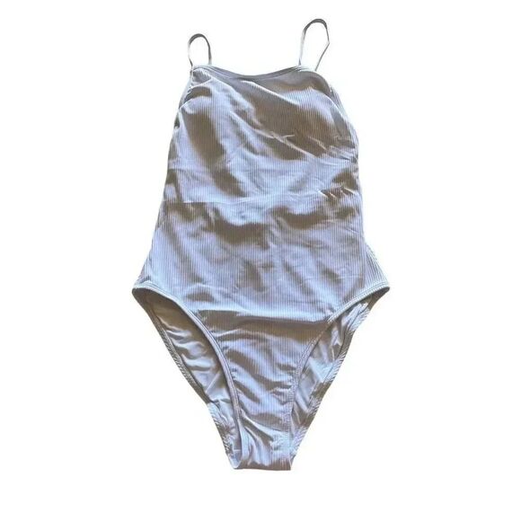 Andie THE PALOMA RIB White One Piece Adjustable Straps Padded  Suit SZ L #1437 - Picture 2 of 12